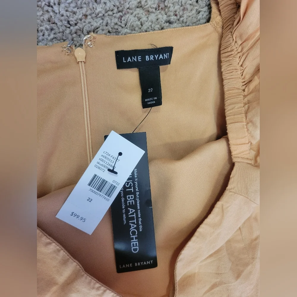Lane Bryant NEW Flutter Sleeve Eyelet Dress Tan Women's Plus Size 22 NWT